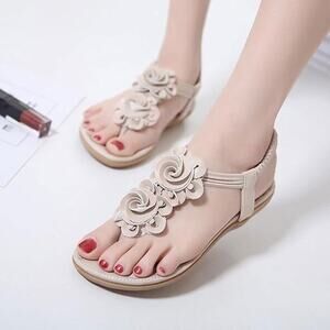 Siketu Quilted Comfort Feminine 3-D Flower Neutral Sandals Women's SZ 38/US 7.5